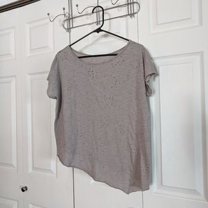 Grey Distressed Grunge Asymmetrical Top Lush